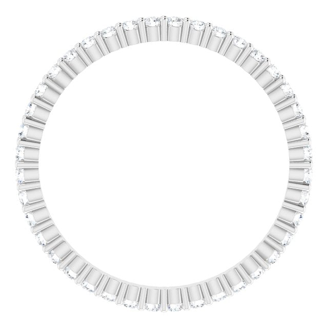 10K Gold Round Lab-Grown Diamond Shared-Prong Eternity Band – 1.5 mm Stones - White Gold - view 2