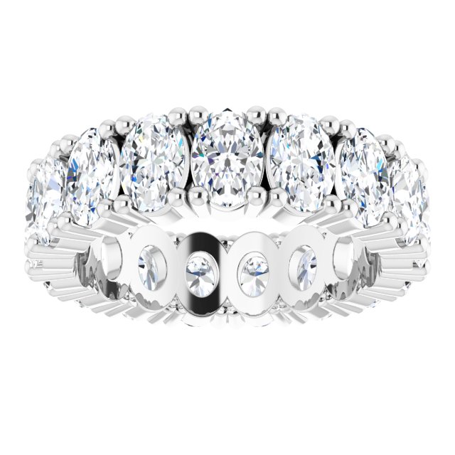 Platinum Oval Natural Diamond Shared-Prong Eternity Band – 6x4 mm Stones - view 3