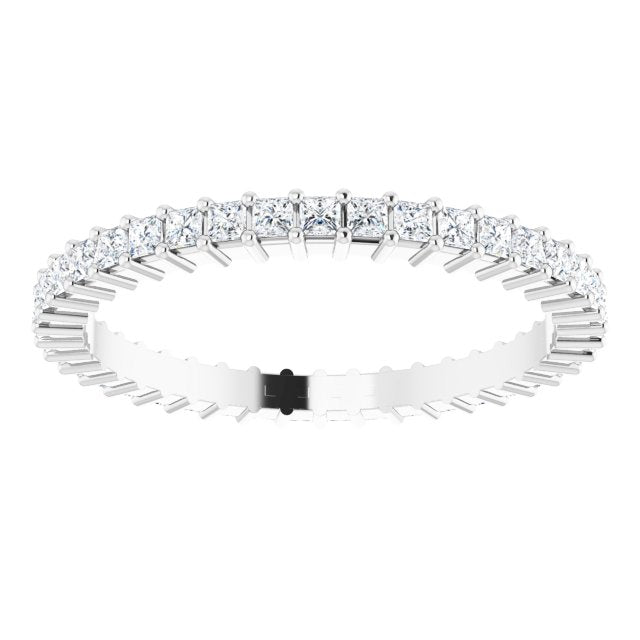 10K Gold Square Lab-Grown Diamond Shared-Prong Eternity Band – 1.5x1.5 mm Stones - White Gold - view 3