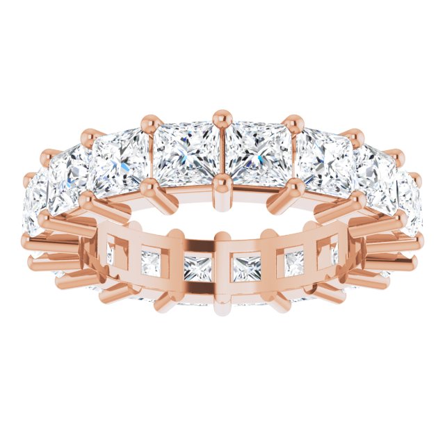10K Gold Square Lab-Grown Diamond Shared-Prong Eternity Band – 4x4 mm Stones - Rose Gold - view 3