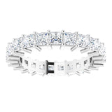 10K Gold Square Lab-Grown Diamond Shared-Prong Eternity Band – 3x3 mm Stones - White Gold - view 3