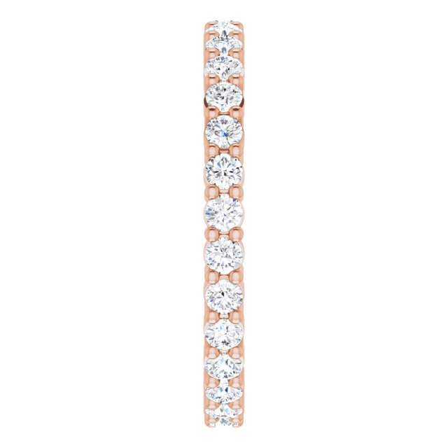 10K Gold Round Natural Diamond Shared-Prong Eternity Band – 2 mm Stones - Rose Gold - view 4