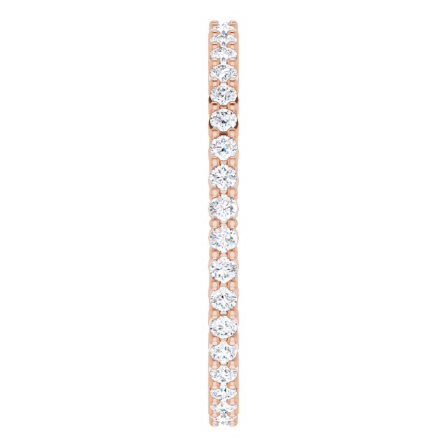10K Gold Round Natural Diamond Shared-Prong Eternity Band – 1.5 mm Stones - Rose Gold - view 4
