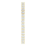 14K Gold Round Natural Diamond Shared-Prong Eternity Band – 1.5 mm Stones - Yellow Gold - view 4