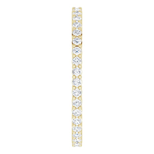 14K Gold Round Natural Diamond Shared-Prong Eternity Band – 1.5 mm Stones - Yellow Gold - view 4