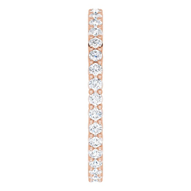 10K Gold Round Lab-Grown Diamond Shared-Prong Eternity Band – 1.75 mm Stones - Rose Gold - view 4