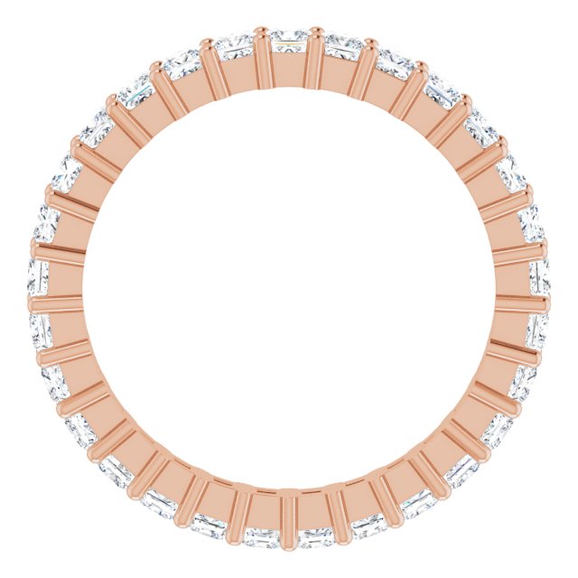 10K Gold Square Natural Diamond Shared-Prong Eternity Band – 2.25x2.25 mm Stones - Rose Gold - view 2