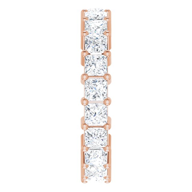 10K Gold Square Natural Diamond Shared-Prong Eternity Band – 3.25x3.25 mm Stones - Rose Gold - view 4