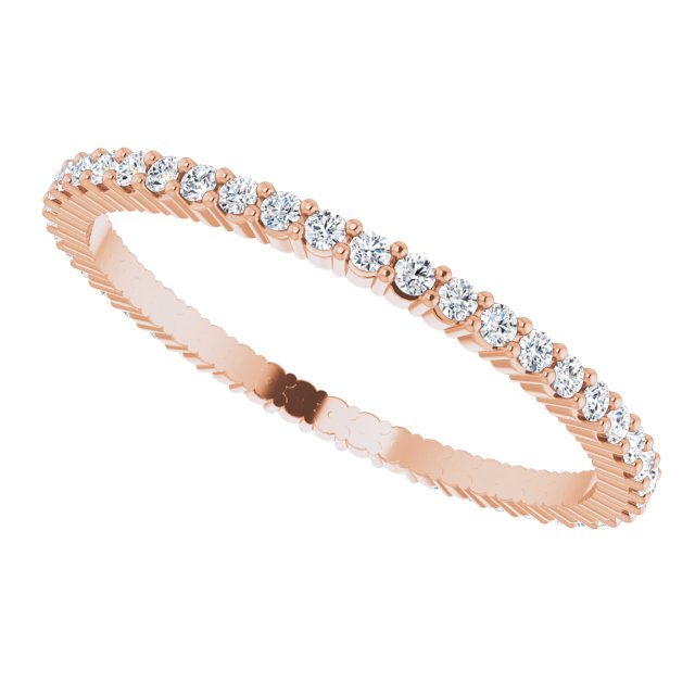 10K Gold Round Lab-Grown Diamond Shared-Prong Eternity Band – 1.3 mm Stones - Rose Gold - view 5