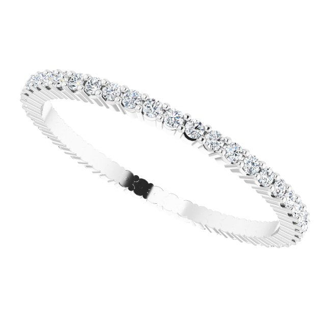 10K Gold Round Lab-Grown Diamond Shared-Prong Eternity Band – 1.3 mm Stones - White Gold - view 5