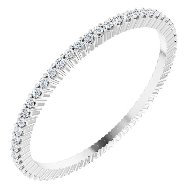 10K Gold Round Natural Diamond Shared-Prong Eternity Band – 1 mm Stones - White Gold