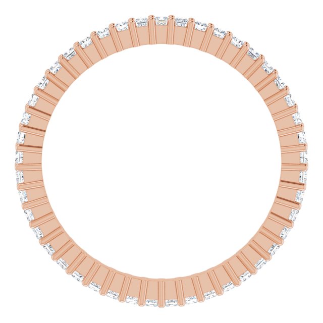 10K Gold Square Lab-Grown Diamond Shared-Prong Eternity Band – 1.25x1.25 mm Stones - Rose Gold - view 2