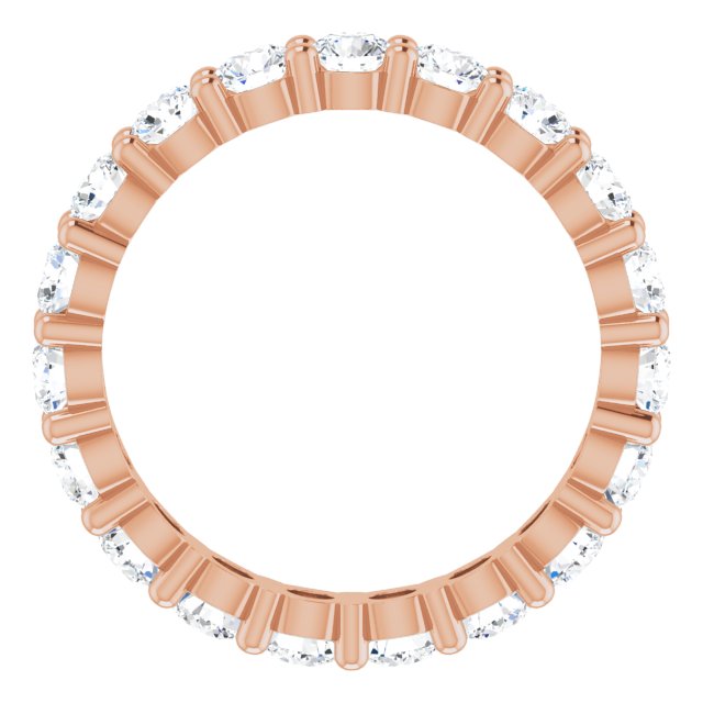 10K Gold Round Lab-Grown Diamond Shared-Prong Eternity Band – 3.4 mm Stones - Rose Gold - view 2