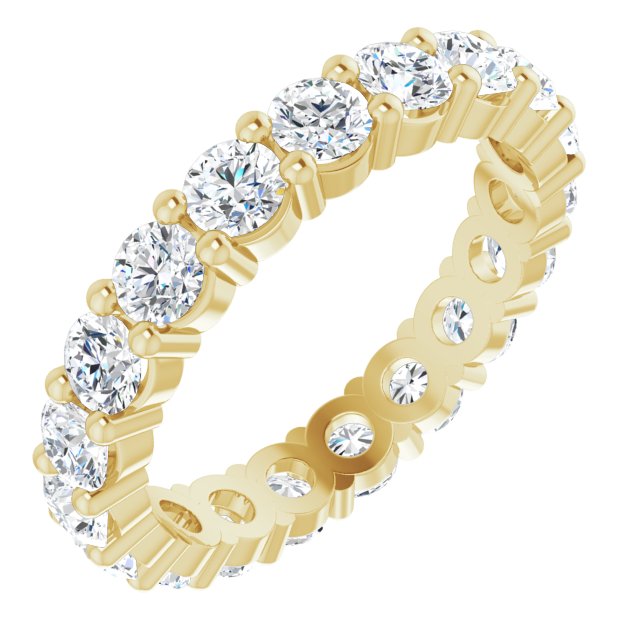 10K Gold Round Lab-Grown Diamond Shared-Prong Eternity Band – 3.5 mm Stones - Yellow Gold