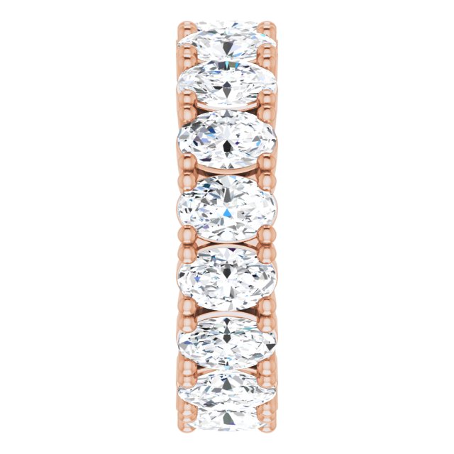 10K Gold Oval Lab-Grown Diamond Shared-Prong Eternity Band – 6x4 mm Stones - Rose Gold - view 4