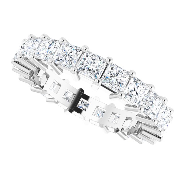 10K Gold Square Lab-Grown Diamond Shared-Prong Eternity Band – 3.25x3.25 mm Stones - White Gold - view 5