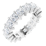 10K Gold Square Natural Diamond Shared-Prong Eternity Band – 4x4 mm Stones - White Gold