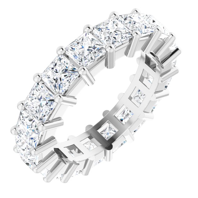 10K Gold Square Lab-Grown Diamond Shared-Prong Eternity Band – 4x4 mm Stones - White Gold