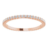 10K Gold Round Natural Diamond Shared-Prong Eternity Band – 1.3 mm Stones - Rose Gold - view 3
