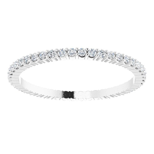 10K Gold Round Natural Diamond Shared-Prong Eternity Band – 1.3 mm Stones - White Gold - view 3