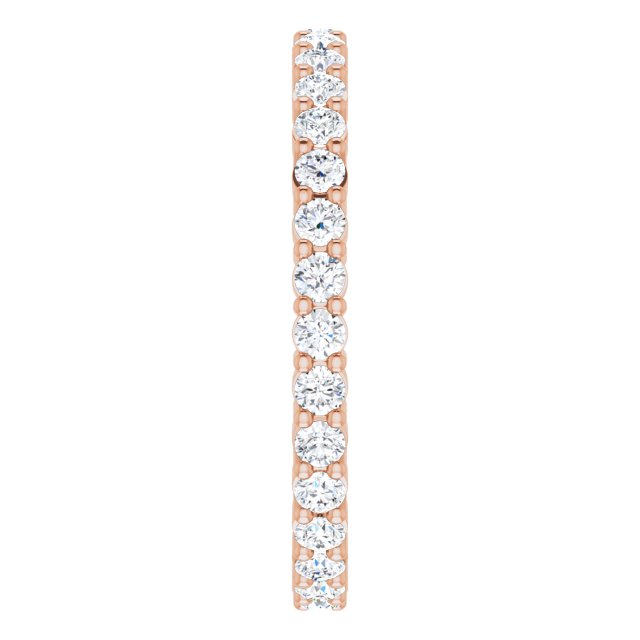 10K Gold Round Natural Diamond Shared-Prong Eternity Band – 2 mm Stones - Rose Gold - view 4