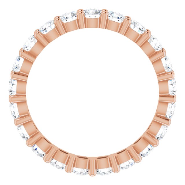 10K Gold Round Natural Diamond Shared-Prong Eternity Band – 3.2 mm Stones - Rose Gold - view 2