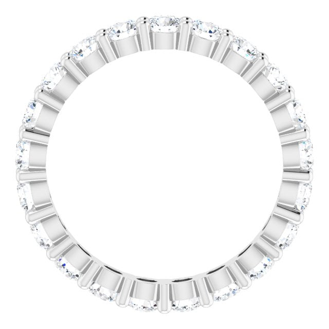 10K Gold Round Natural Diamond Shared-Prong Eternity Band – 3.2 mm Stones - White Gold - view 2