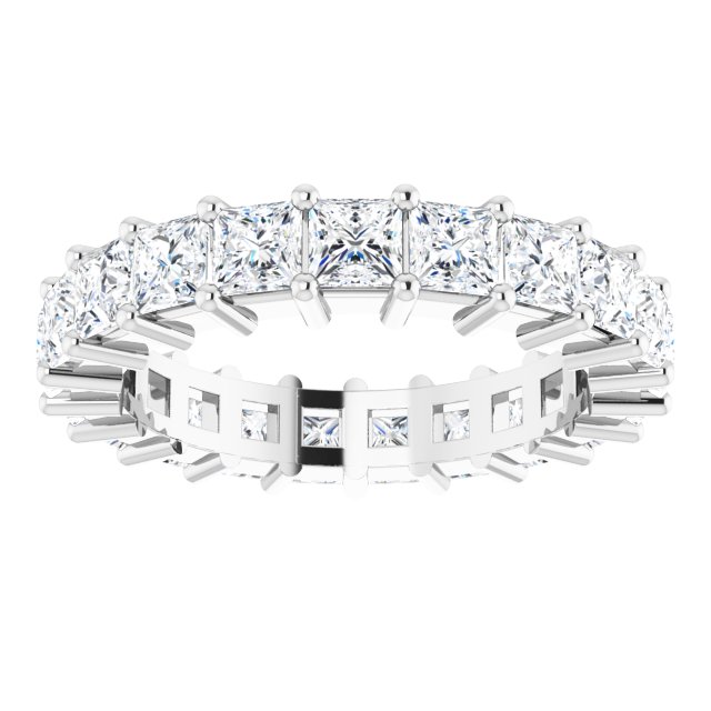 10K Gold Square Natural Diamond Shared-Prong Eternity Band – 3.25x3.25 mm Stones - White Gold - view 3