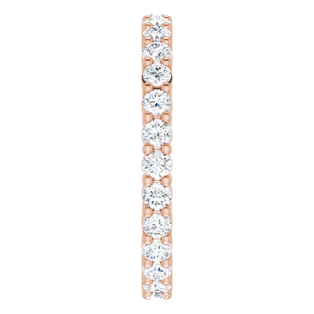 10K Gold Round Natural Diamond Shared-Prong Eternity Band – 2.25 mm Stones - Rose Gold - view 4