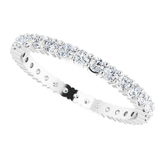 10K Gold Round Natural Diamond Shared-Prong Eternity Band – 2 mm Stones - White Gold - view 5
