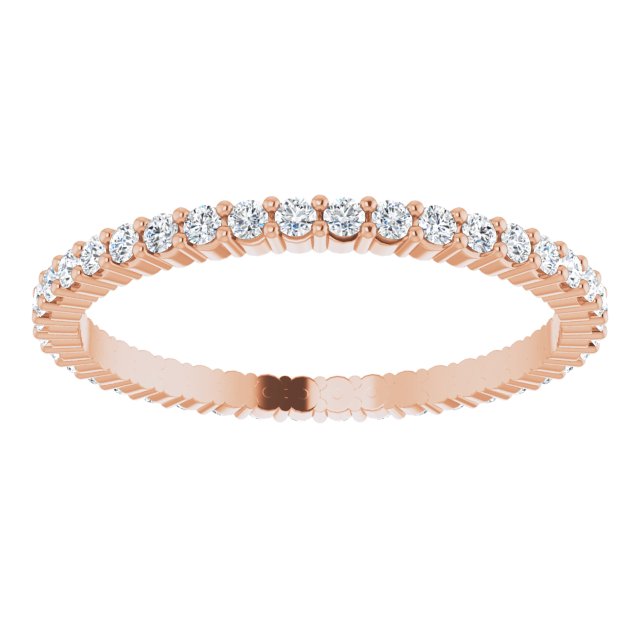 10K Gold Round Lab-Grown Diamond Shared-Prong Eternity Band – 1.5 mm Stones - Rose Gold - view 3