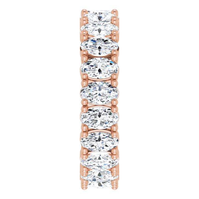 10K Gold Oval Lab-Grown Diamond Shared-Prong Eternity Band – 5x3 mm Stones - Rose Gold - view 4