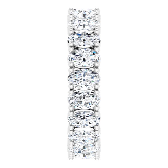 10K Gold Oval Lab-Grown Diamond Shared-Prong Eternity Band – 5x3 mm Stones - White Gold - view 4