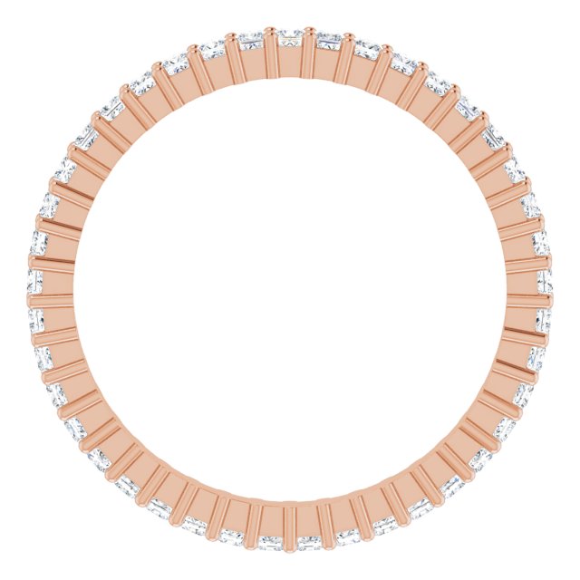 10K Gold Square Natural Diamond Shared-Prong Eternity Band – 1.5x1.5 mm Stones - Rose Gold - view 2