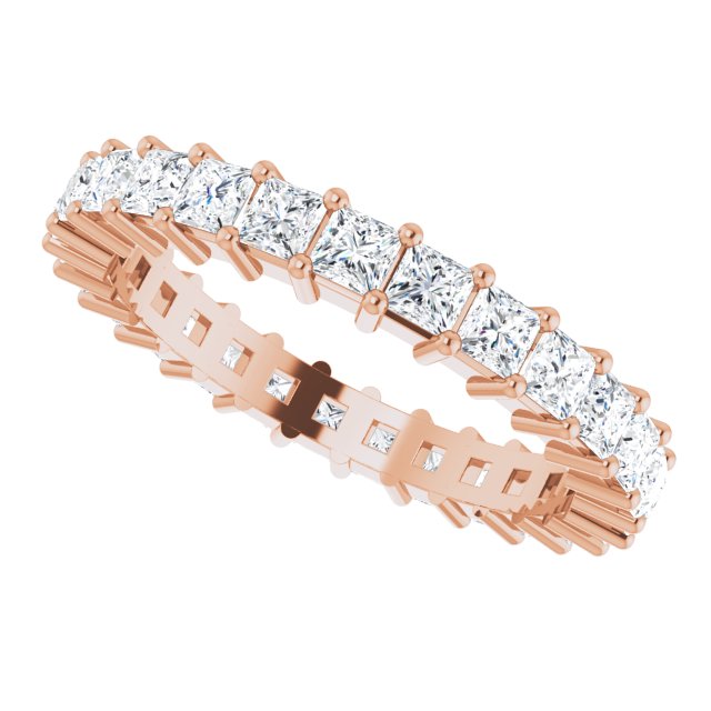10K Gold Square Natural Diamond Shared-Prong Eternity Band – 2.5x2.5 mm Stones - Rose Gold - view 5