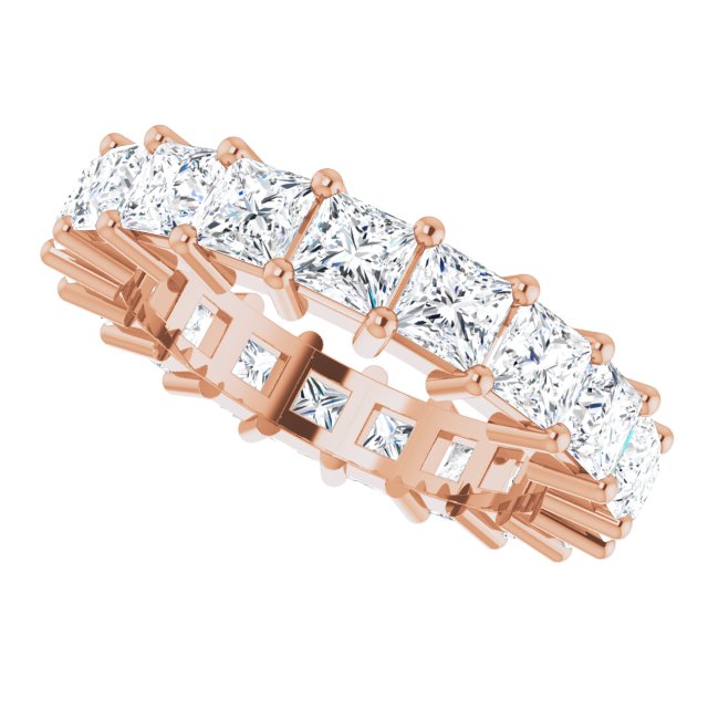 10K Gold Square Lab-Grown Diamond Shared-Prong Eternity Band – 3.75x3.75 mm Stones - Rose Gold - view 5