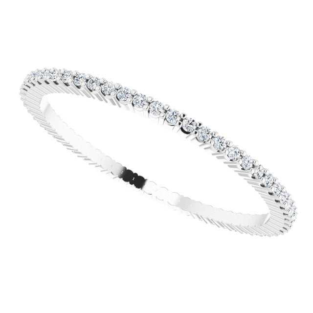 10K Gold Round Lab-Grown Diamond Shared-Prong Eternity Band – 1 mm Stones - White Gold - view 5