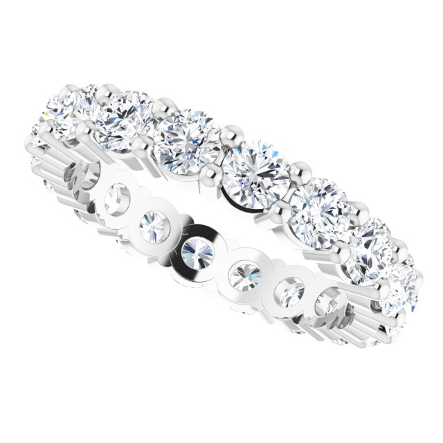 10K Gold Round Natural Diamond Shared-Prong Eternity Band – 3.75 mm Stones - White Gold - view 5
