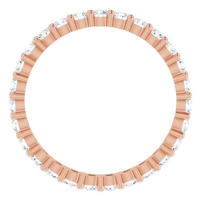 10K Gold Round Lab-Grown Diamond Shared-Prong Eternity Band – 2.25 mm Stones - Rose Gold - view 2