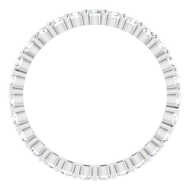 10K Gold Round Natural Diamond Shared-Prong Eternity Band – 2.25 mm Stones - White Gold - view 2