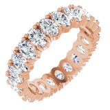14K Gold Oval Natural Diamond Shared-Prong Eternity Band – 5x3 mm Stones - Rose Gold