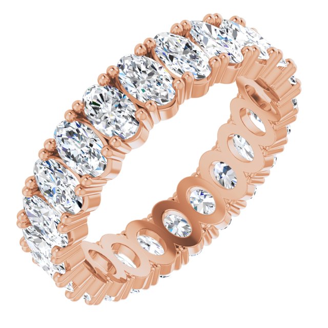 10K Gold Oval Lab-Grown Diamond Shared-Prong Eternity Band – 5x3 mm Stones - Rose Gold