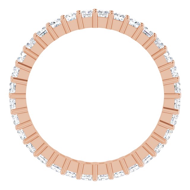 10K Gold Square Lab-Grown Diamond Shared-Prong Eternity Band – 2x2 mm Stones - Rose Gold - view 2