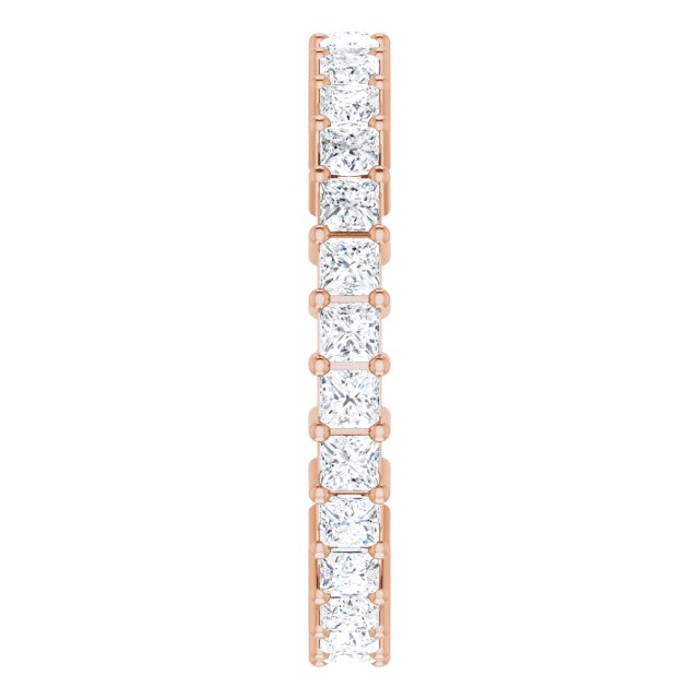 10K Gold Square Natural Diamond Shared-Prong Eternity Band – 2.25x2.25 mm Stones - Rose Gold - view 4