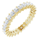 10K Gold Square Natural Diamond Shared-Prong Eternity Band – 2.5x2.5 mm Stones - Yellow Gold