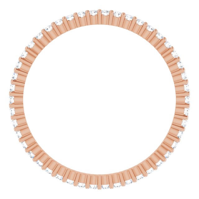 10K Gold Round Lab-Grown Diamond Shared-Prong Eternity Band – 1.3 mm Stones - Rose Gold - view 2