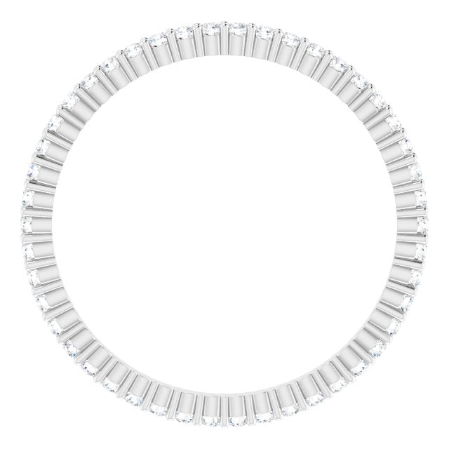 10K Gold Round Natural Diamond Shared-Prong Eternity Band – 1.3 mm Stones - White Gold - view 2