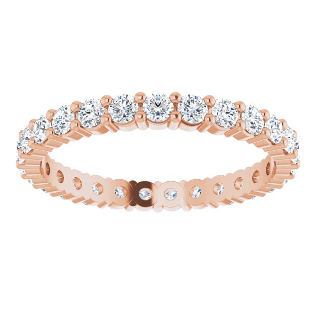 10K Gold Round Lab-Grown Diamond Shared-Prong Eternity Band – 2.25 mm Stones - Rose Gold - view 3