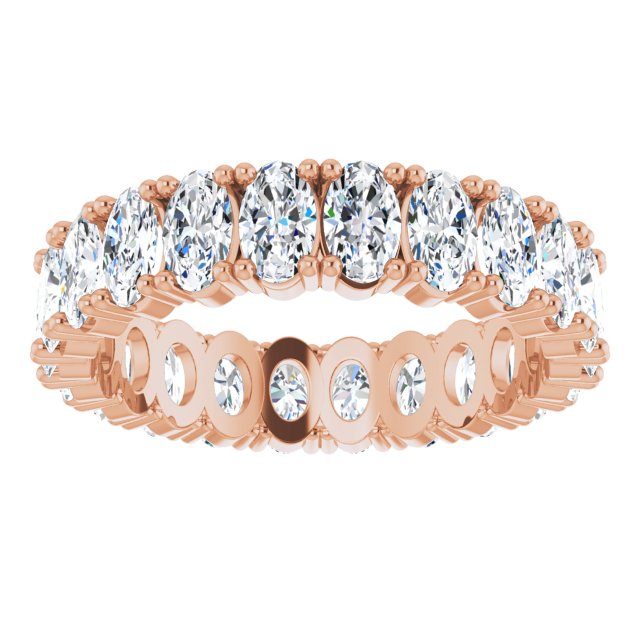 10K Gold Oval Lab-Grown Diamond Shared-Prong Eternity Band – 5x3 mm Stones - Rose Gold - view 3