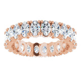 10K Gold Oval Natural Diamond Shared-Prong Eternity Band – 5x3 mm Stones - Rose Gold - view 3